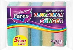 Parex Rengarenk Düz 5'li Bulaşık Süngeri