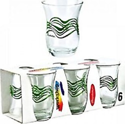 Paşabahçe 42191 Yeşil Dalgalı Çay Bardağı 6'lı