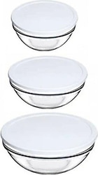 Paşabahçe 97314 Chef's 3'lü Kapaklı Cam Saklama Kabı Beyaz