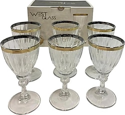 Paşabahçe Westglass Diamon Gold 6'lı Ayaklı Kahve Yanı Su Bardağı