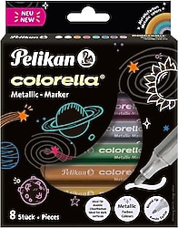 Pelikan Colorella Metalik 8'li Keçeli Kalem Seti