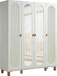Pema Home Peri Aynalı 2 Çekmeceli 4 Kapaklı Gardırop