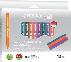 Penmark Süper Yıkanabilir Metalik Simli 12'li Jumbo Keçeli Kalem Seti