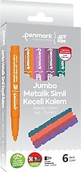 Penmark Süper Yıkanabilir Metalik Simli 6'lı Jumbo Keçeli Kalem Seti
