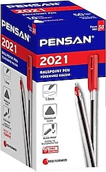 Pensan 1.0 mm 50'li Üçgen Tükenmez Kalem Kırmızı