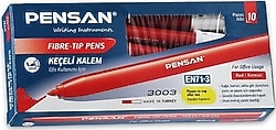 Pensan 3003 10'lu Kırmızı Keçeli Kalem