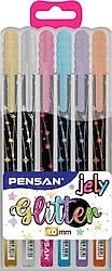 Pensan Jely Glitter 1.0 mm 6'lı Simli Jel Kalem