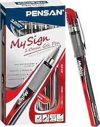 Pensan My Sign 1.0 mm 12'li Kırmızı Jel Roller Kalem