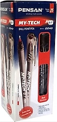 Pensan My-Tech 0.7 mm 25'li Kırmızı Tükenmez Kalem