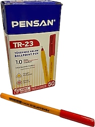 Pensan TR-23 Üçgen Gövde 1.0 mm 50'li Kutu Kırmızı Tükenmez Kalem