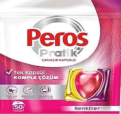 Peros Pratik Renkliler için Kapsül Çamaşır Deterjanı 50'li