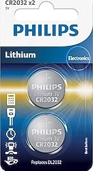 Philips CR2032 3V 2'li Lityum Düğme Pil