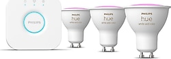 Philips Hue 400 Renkli Ambiyans 4.2 W-50 W GU10 3'lü Spot Akıllı LED Ampul + Bridge Başlangıç Seti