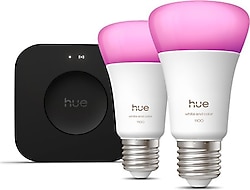 Philips Hue 1100 Renkli Ambiyans 11 W-75 W E27 2'li Akıllı LED Ampul + Bridge Pro Başlangıç Seti