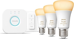 Philips Hue 1100 Beyaz Ambiyans 8 W-75 W E27 3'lü Akıllı LED Ampul + Dimmer Anahtar + Bridge Başlangıç Seti