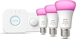 Philips Hue 1100 Renkli Ambiyans 11 W-75 W E27 3'lü Akıllı LED Ampul + Akıllı Buton + Bridge Başlangıç Seti
