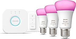 Philips Hue 1100 Renkli Ambiyans 11 W-75 W E27 3'lü Akıllı LED Ampul + Dimmer Anahtar + Bridge Başlangıç Seti