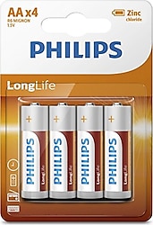 Philips R6L4B/10 Longlife 4'lü Çinko AA Kalem Pil