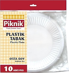 Piknik Piknik Kullan-At Beyaz Orta Boy 17 cm 10'lu Plastik Tabak