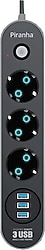 Piranha HRD-009025 3'lü 3 Usb'li 2 mt Akım Korumalı Priz