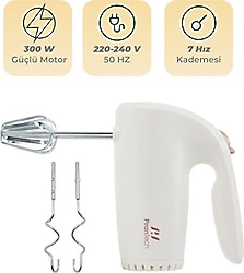 Pirantech YH-307 300 W Beyaz El Mikseri