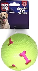 Playfull PF-4002 Kemik Desenli 7.5 cm Öten Plastik Top Köpek Oyuncağı