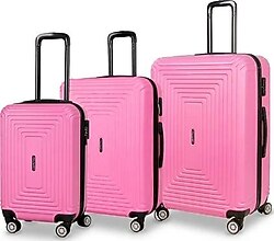 Polo&Sky Altuğ ABS Pembe Kabin + Orta + Büyük 3'lü Valiz Seti