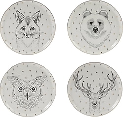 Porland Forest 4 Parça 20 cm Düz Tabak Seti