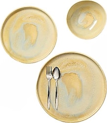 Porland Stoneware Pearl 3 Parça Tek Kişilik Yemek Takımı