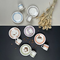 Porser Palm Mix 6 Kişilik Kahve Fincan Takımı