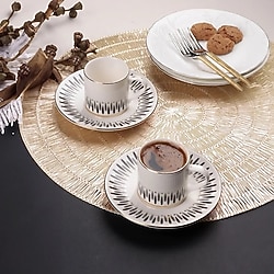 Porser Palm Siyah 2 Kişilik Kahve Fincan Takımı