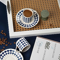Porser Peyda Koyu Mavi 2 Kişilik Kahve Fincan Takımı