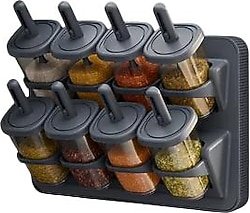 Porsima 1124 Standlı Kaşıklı Etiketli 8'li Baharat Takımı