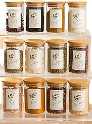 Porsima 3179 Bambu Kapaklı 12'li Baharat Takımı
