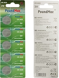 Poundmax CR2025 3V 5'li Lityum Düğme Pil