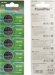 Poundmax CR2450 3V 5'li Lityum Düğme Pil