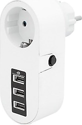 Powermaster PM-4913 Tekli 3 USB'li Akım Korumalı Priz