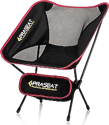 Praseat Pratik Çantalı Kırmızı Kamp Sandalyesi