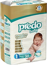 Predo Baby Premium Comfort 1 Numara Newborn 54'lü Bebek Bezi
