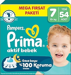 Prima Aktif 7 Numara XX Large 54'lü Bebek Bezi