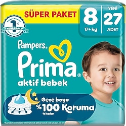 Prima Aktif 8 Numara XXX Large 27'li Bebek Bezi