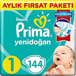 Prima Aktif 1 Numara Yenidoğan 144'lü Bebek Bezi