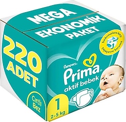 Prima Aktif 1 Numara Yenidoğan 44'lü 5 Adet Bebek Bezi