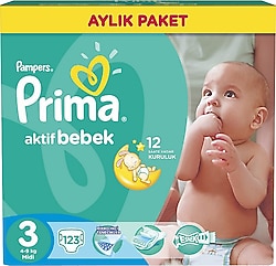 Prima Aktif 3 Numara Midi 123'lü Bebek Bezi