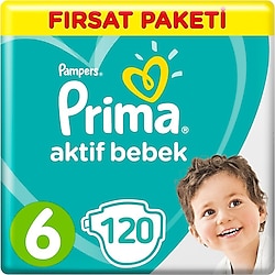 Prima Aktif 6 Numara Extra Large 40'lı 3 Adet Bebek Bezi