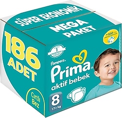 Prima Aktif 8 Numara XXX Large 31'li 6 Adet Bebek Bezi