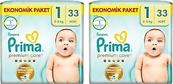 Prima Premium Care 1 Numara Yenidoğan 33'lü 2 Adet Bebek Bezi