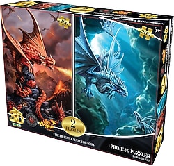 Prime 3D Ateş Ejderhası ve Su Ejderhası 200 Parça İkili Puzzle 10244
