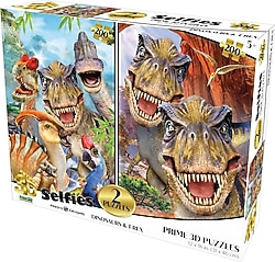 Prime 3D Dinozorlar ve T-Rex Selfie 200 Parça İkili Puzzle 10235