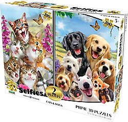 Prime 3D Kediler ve Köpekler Selfie 200 Parça İkili Puzzle 10236